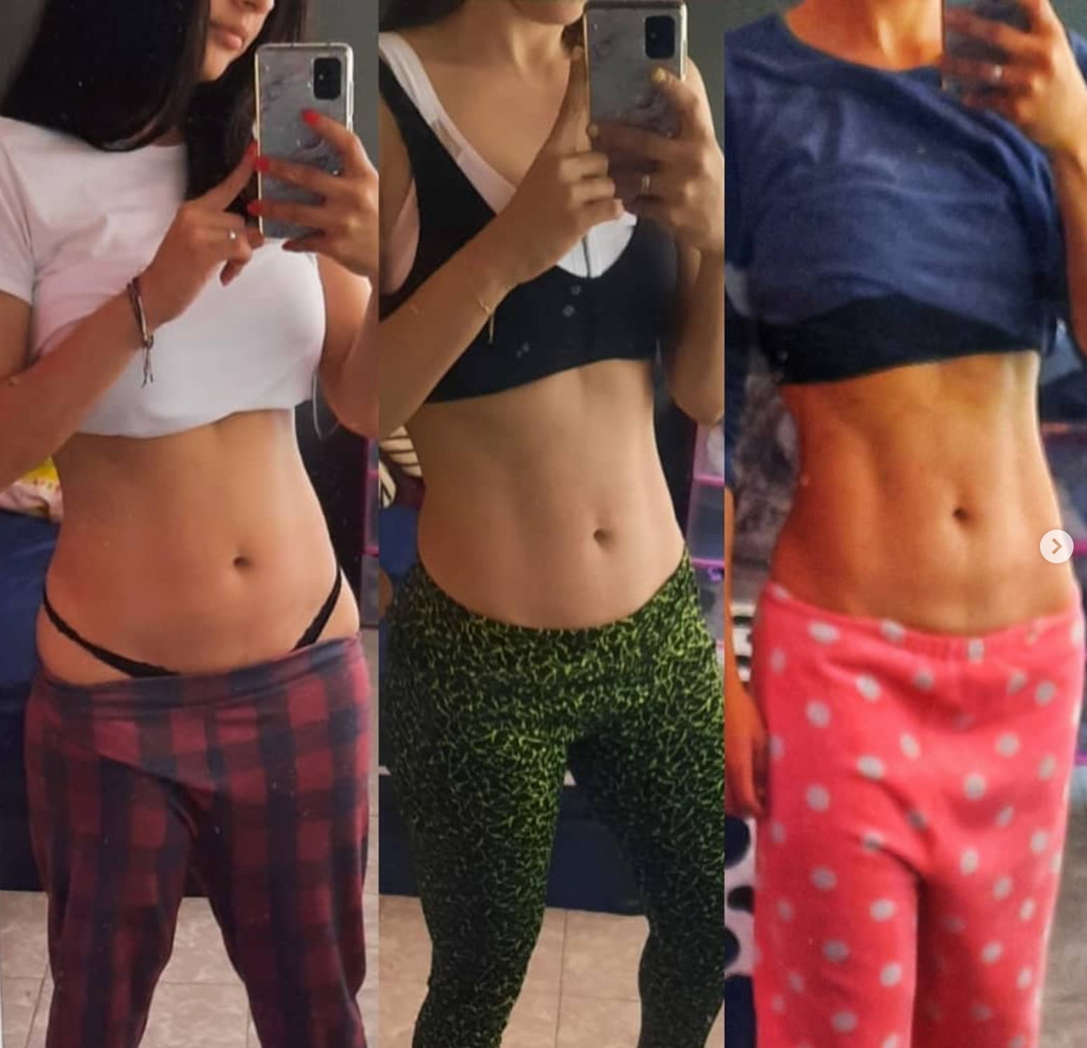Progreso de una clienta durante su proceso de entrenamiento